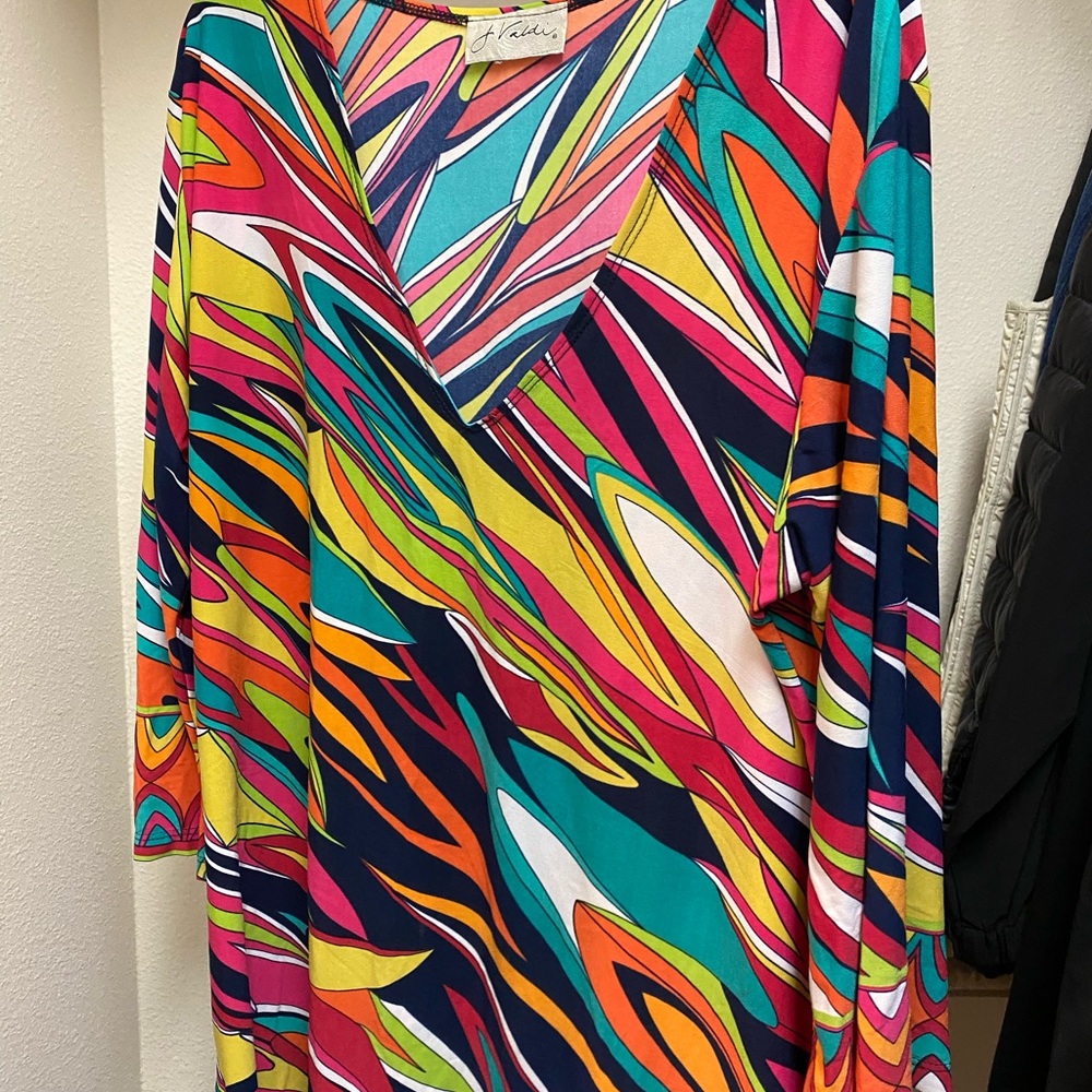 Emilio Pucci style Multicolor V-Neck Dress/ Cover up